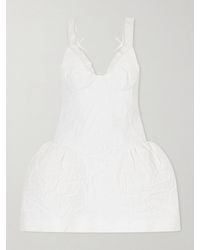 ShuShu/Tong - Lace-Trimmed Crinkled Cotton-Blend Bustier Mini Dress - Lyst