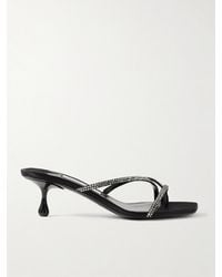 Jimmy Choo Flaca 50 Crystal Mesh Mules With Satin Bows in