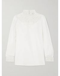 Emporio Sirenuse - Mikha Lace-Paneled Cotton-Blend Poplin Blouse - Lyst