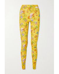 Balenciaga Puppies And Friends Printed Stretch-cotton Jersey Leggings - Yellow