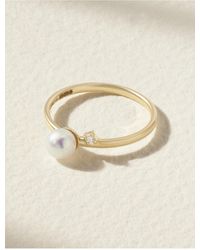 Mizuki - 14-Karat, Pearl And Diamond Ring - Lyst