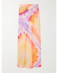 Rabanne - Jupe Longue En Satin Tie & Dye À Ceinture En Cotte De Mailles - Lyst