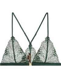 Coco De Mer Frieda Triangel-bh Aus Stretch-leavers-spitze Mit Satinbesatz - Mehrfarbig