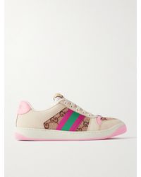 Gucci - Screener Web Stripe Leather Trainers - Lyst