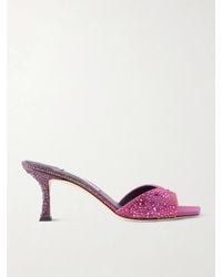 Jimmy Choo - Skye 70 Crystal-Embellished Satin Mules - Lyst