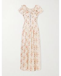 Doen - Illiana Lace-Trimmed Shirred Floral-Print Organic Cotton Dress - Lyst