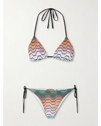 Missoni - Mare Striped Metallic Crochet-Knit Triangle Bikini - Lyst