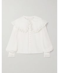 Chloé - Lace-Trimmed Organic Silk Blouse - Lyst