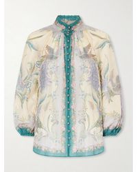 Zimmermann - Indra Billow Metallic Cotton And Silk-Blend Blouse - Lyst