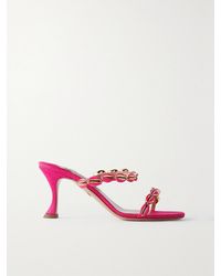 Aquazzura - Off To Bali 75 Shell-Embellished Raffia Mules - Lyst