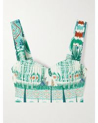 Emporio Sirenuse - Dalia Verkürztes Bustier Aus Bedruckter Baumwolle Mit Biesen - Lyst