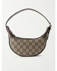 Gucci - Ophidia Mini Webbing-Trimmed Textured-Leather And Printed Coated-Canvas Shoulder Bag - Lyst