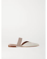 Malone Souliers - Maisie Cord-Trimmed Leather Point-Toe Flats - Lyst