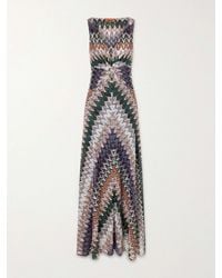 Missoni - Gathered Striped Metallic Crochet-Knit Maxi Dress - Lyst