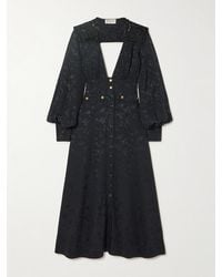Maison Mayle - Nerina Gathered Guipure Lace-Trimmed Silk-Jacquard Midi Dress - Lyst