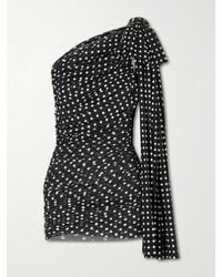 Patou - One-Shoulder Draped Polka-Dot Jersey Mini Dress - Lyst
