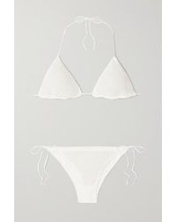 Oséree Triangel-bikini Mit Kunstperlen - Weiß