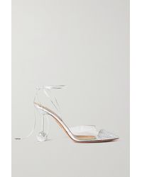 Aquazzura Nights Crystal-embellished Pvc And Metallic Leather Court Shoes - Multicolour