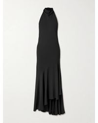 Alaïa - Open-Back Asymmetric Ribbed Wool Maxi Dress - Lyst