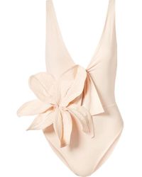 Johanna Ortiz White Shades Embellished Tie-front Swimsuit - Multicolour