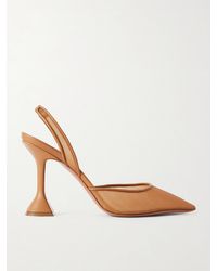 AMINA MUADDI - Holli Leather-Trimmed Mesh Slingback Pumps - Lyst