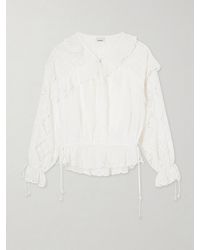 Isabel Marant - Nowana Broderie Anglaise Cotton And Silk-Blend Blouse - Lyst
