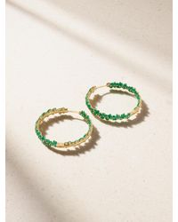 Suzanne Kalan - 18-Karat Emerald Hoop Earrings - Lyst