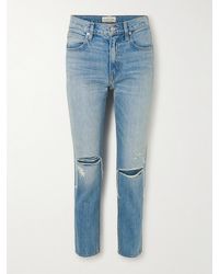 SLVRLAKE Denim - Virginia Distressed High-Rise Slim-Leg Jeans - Lyst