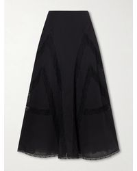 Loretta Caponi - Vieste Lace-Trimmed Cotton-Muslin Maxi Skirt - Lyst