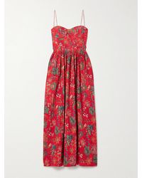Ulla Johnson - Jessie Pleated Floral-Print Cotton-Poplin Midi Dress - Lyst