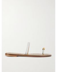 Amanu - The Kibera Embellished Croc-Effect Leather Sandals - Lyst