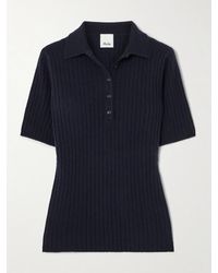 Allude - Oberteil Aus Geripptem Kaschmir Mit Polokragen - Lyst