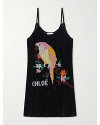 Chloé - Embroidered Crocheted Cotton Mini Dress - Lyst