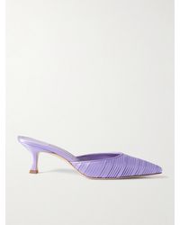 Manolo Blahnik - Carolyne 50 Mules Aus Satin Mit Falten Und Lederbesätzen - Lyst