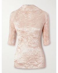 FFORME - Dahlia Crinkled Plissé-Satin Blouse - Lyst