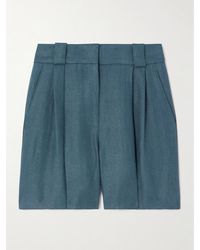 Blazé Milano - Clarity Pleated Herringbone Linen Shorts - Lyst