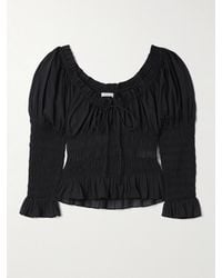 Doen - Baptisia Shirred Organic Cotton-Voile Top - Lyst
