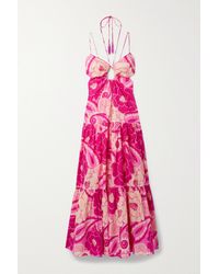 FARM Rio Neckholder-maxikleid Aus Baumwoll-voile Mit Blumenprint Und Cut-outs - Pink