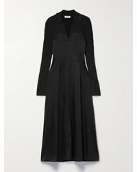 Jonathan Simkhai - Jonny Satin-Crepe And Ribbed-Knit Midi Dress - Lyst