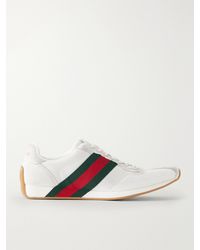 Gucci - Tempo Web-Detailed Suede-Trimmed Mesh Sneakers - Lyst