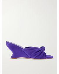 Loeffler Randall - Marsy 75 Gathered Knotted Suede Wedge Sandals - Lyst