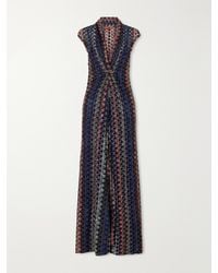 Missoni - Gathered Striped Crochet-Knit Maxi Dress - Lyst
