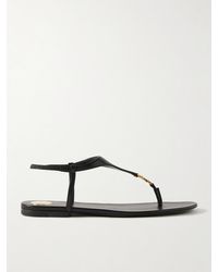 Saint Laurent - Cassandra Logo-Embellished Leather Sandals - Lyst