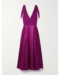 La Ligne - Charlotte Tie-Detailed Silk-Chiffon And Satin Midi Dress - Lyst