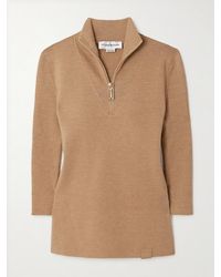 Victoria Beckham - Ribbed Merino Wool-Blend Half-Zip Sweater - Lyst
