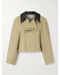 Givenchy - Cropped Leather-Trimmed Cotton And Wool-Blend Twill Jacket - Lyst
