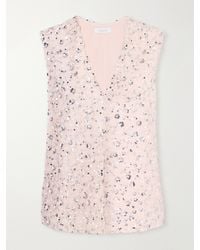 Rabanne - Haut Bead And Sequin-Embellished Crepe Blouse - Lyst