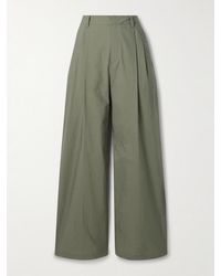 Brunello Cucinelli - Pleated Cotton-Blend Shell Wide-Leg Pants - Lyst