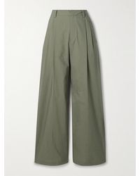 Brunello Cucinelli - Pleated Cotton-Blend Shell Wide-Leg Pants - Lyst