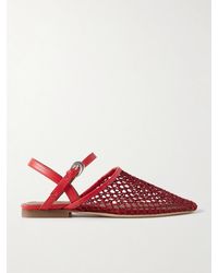 STAUD - Rete Flache Slingback-Schuhe Aus Häkelmaterial Mit Lederbesätzen - Lyst